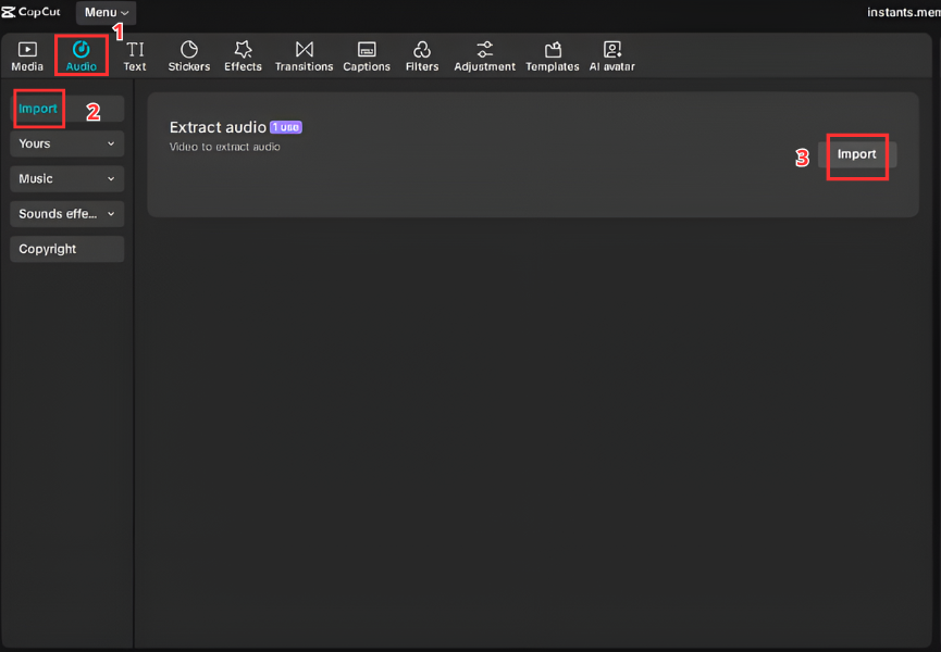 How to insert sound into CapCut timeline