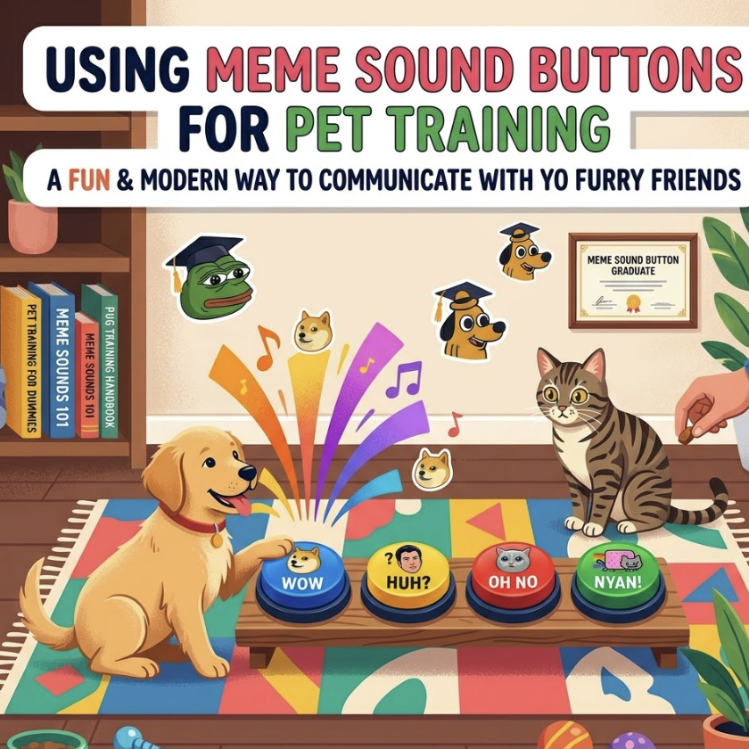 Using Meme Sound Buttons for Pet Training